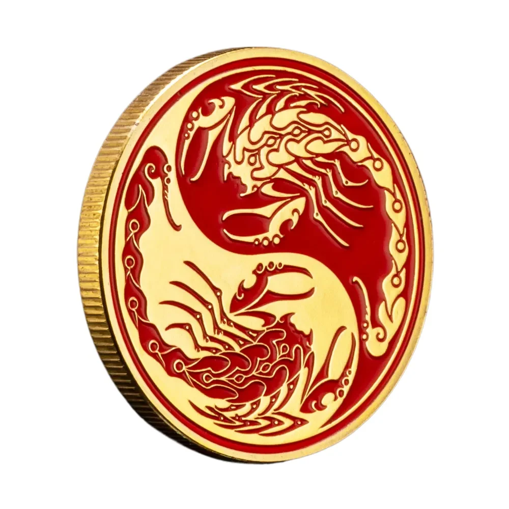 Ying and Yang The Two Opposing Principles in Nature Souvenir Coin Scorpion Golden Plated Tai Chi Bring You Good Lucky Coins