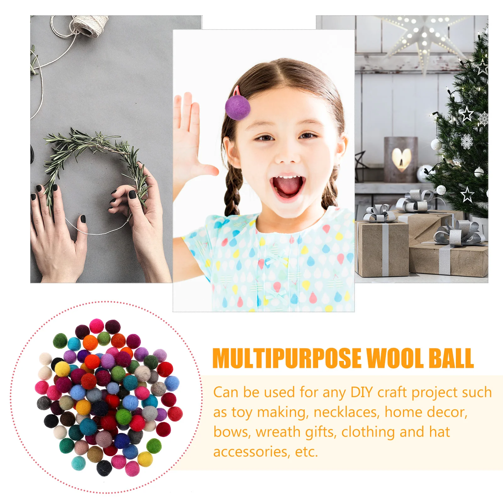

100Pcs DIY Wool Felt Balls Handmade Bright Felt Balls for DIY Hairpin Clothes Decor Craft Decorative Materials