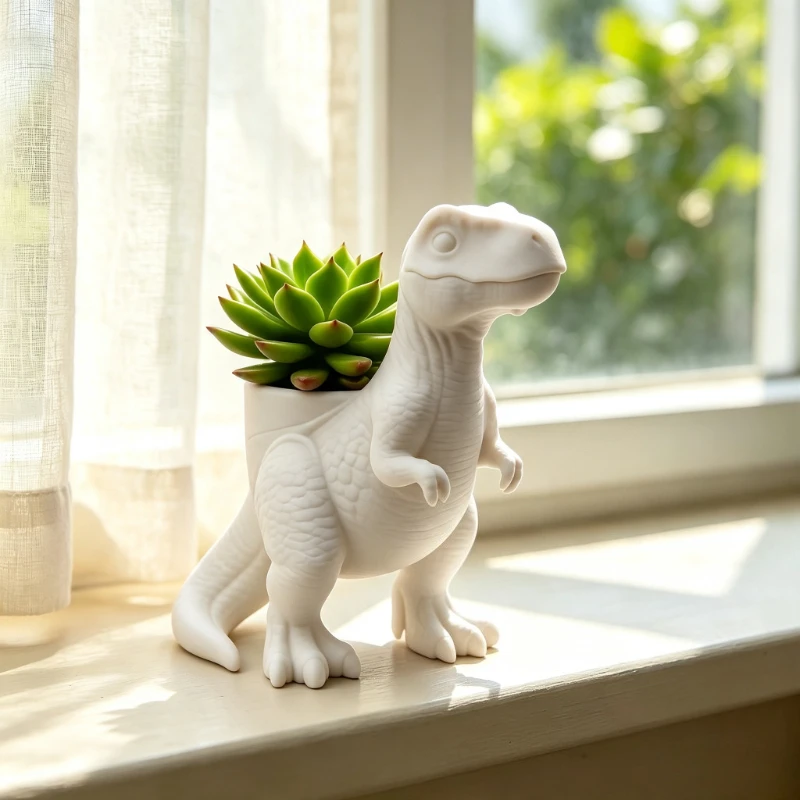 3D Printed Dinosaur Succulent Pot, Creative Desktop Ornament, Home Gardening Decor Gift