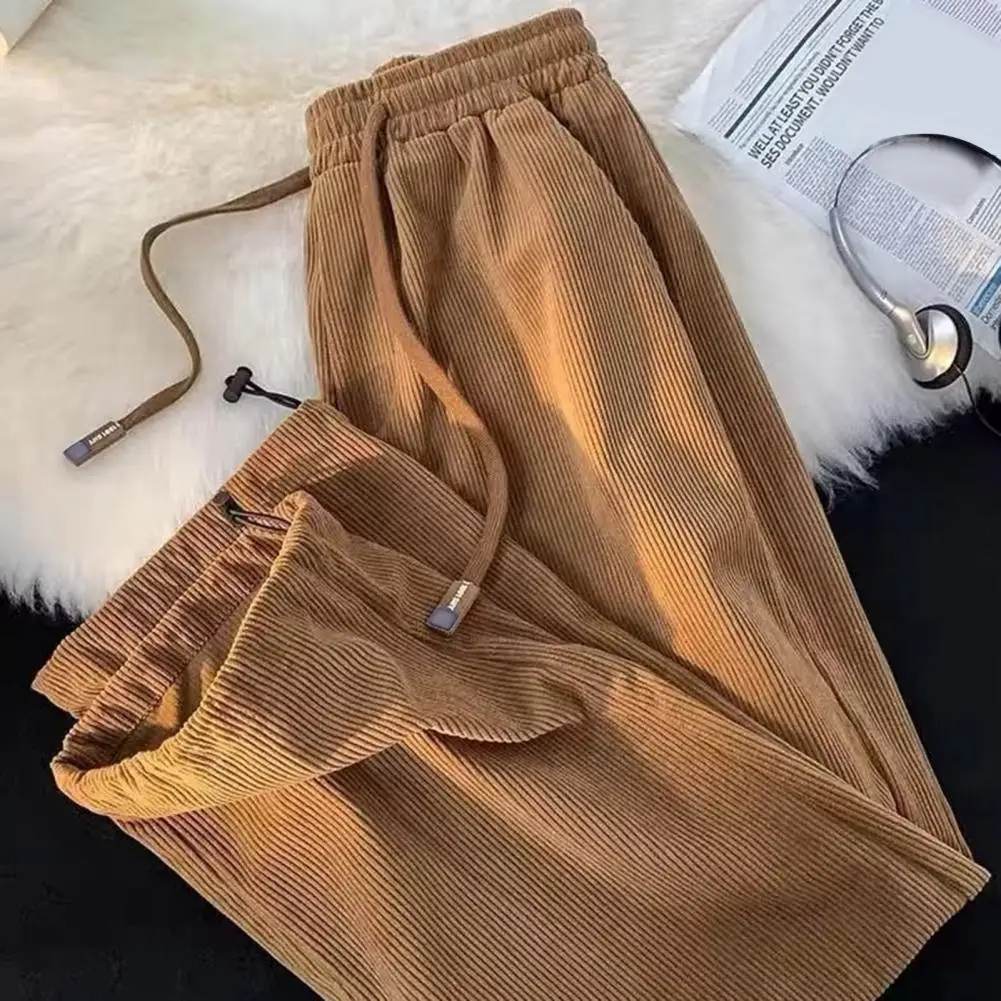 

Men Pants Men's Drawstring Elastic Waist Plush Wide Leg Pants with Simple Style Soft Breathable Fabric for Comfortable for Men