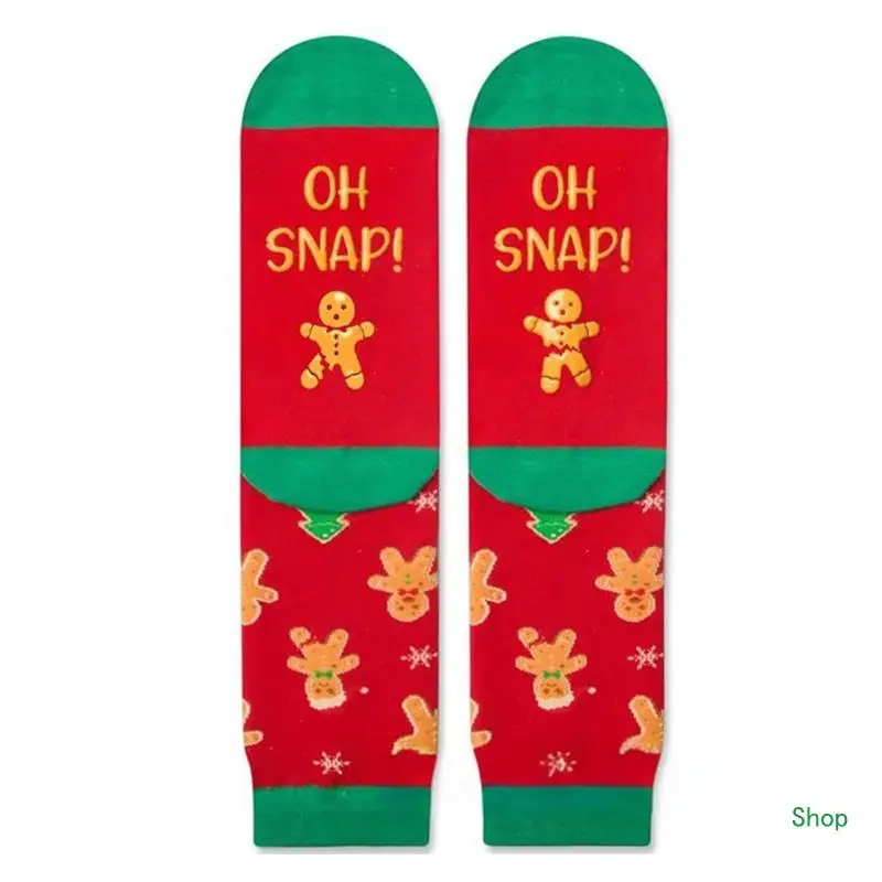 Livraison directe nouveauté lettres chaussettes noël drôle vacances Santa bonhomme neige à motifs Festival équipage pour