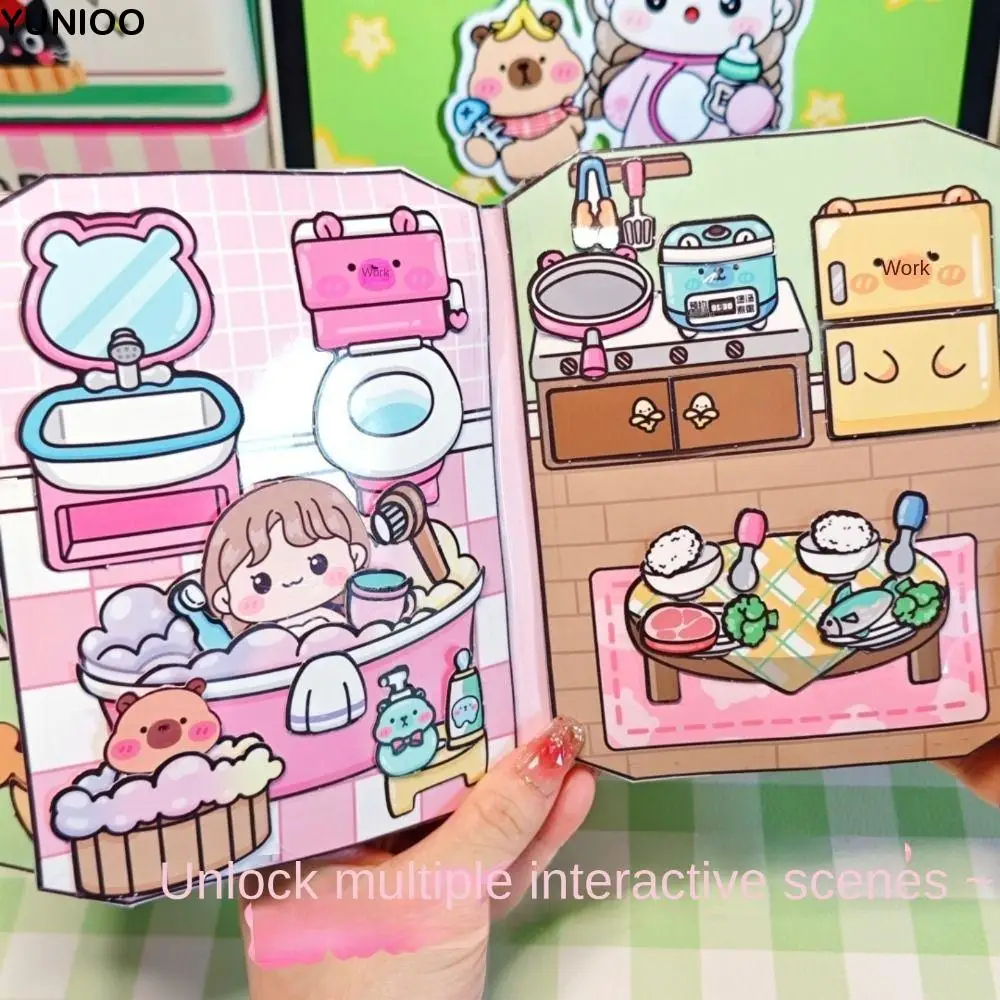 

Материал ручной работы, сделай сам, игрушечная книга для раннего обучения, образовательная капибала, тихая книга, элементы-головоломки, дизайн, 3D книга-наклейка