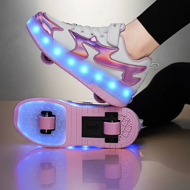 

Children's Walking Shoes Double Wheel Detachable Hidden Teen Charging With Light Colorful Luminous Roller Skates