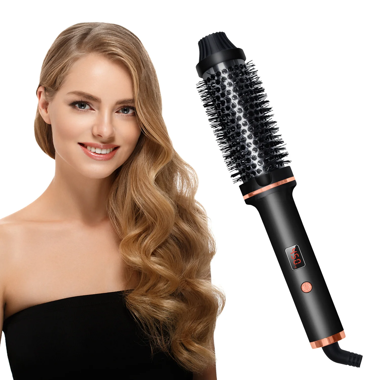 

Hair Dryer Volumizer Hot Air Hair Styling Brush Professional Blow Dryer Comb Curling Iron Hair Straightener Brush PTC 2M Cable