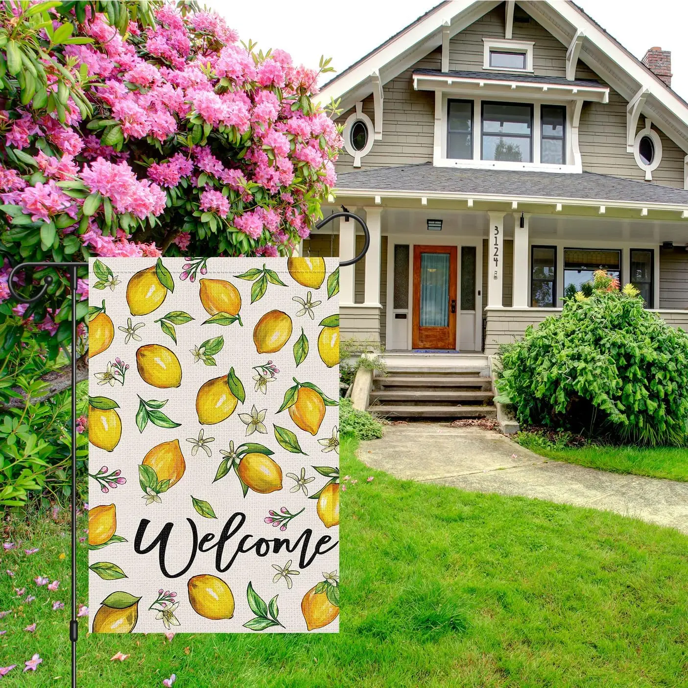 Louise Maelys Welcome Summer Garden Flag 12x18 Double Sided, Burlap Small Lemon Garden Yard House Flags Outside Outdoor Seas EEZ