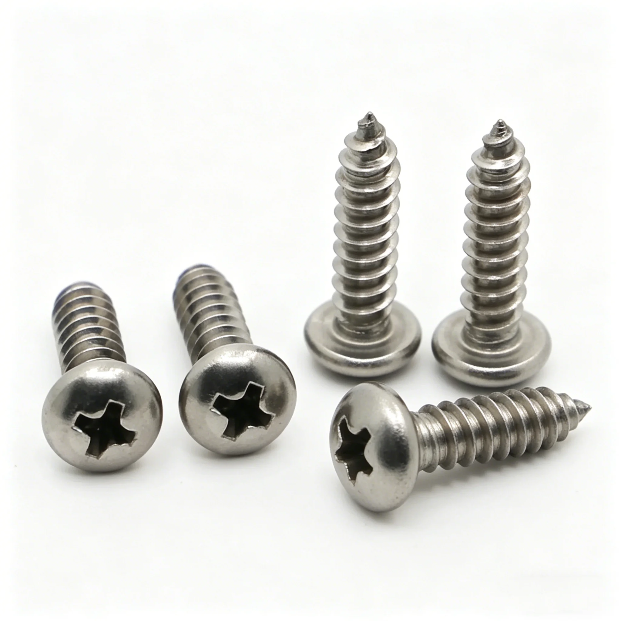 

3-30mm M1-1.2 M1.4-1.7 M2-2.3 M2.6-3 M4-5 M6 304 Stainless Steel Cross Phillips Pan Round Head Self tapping Furniture Wood Screw