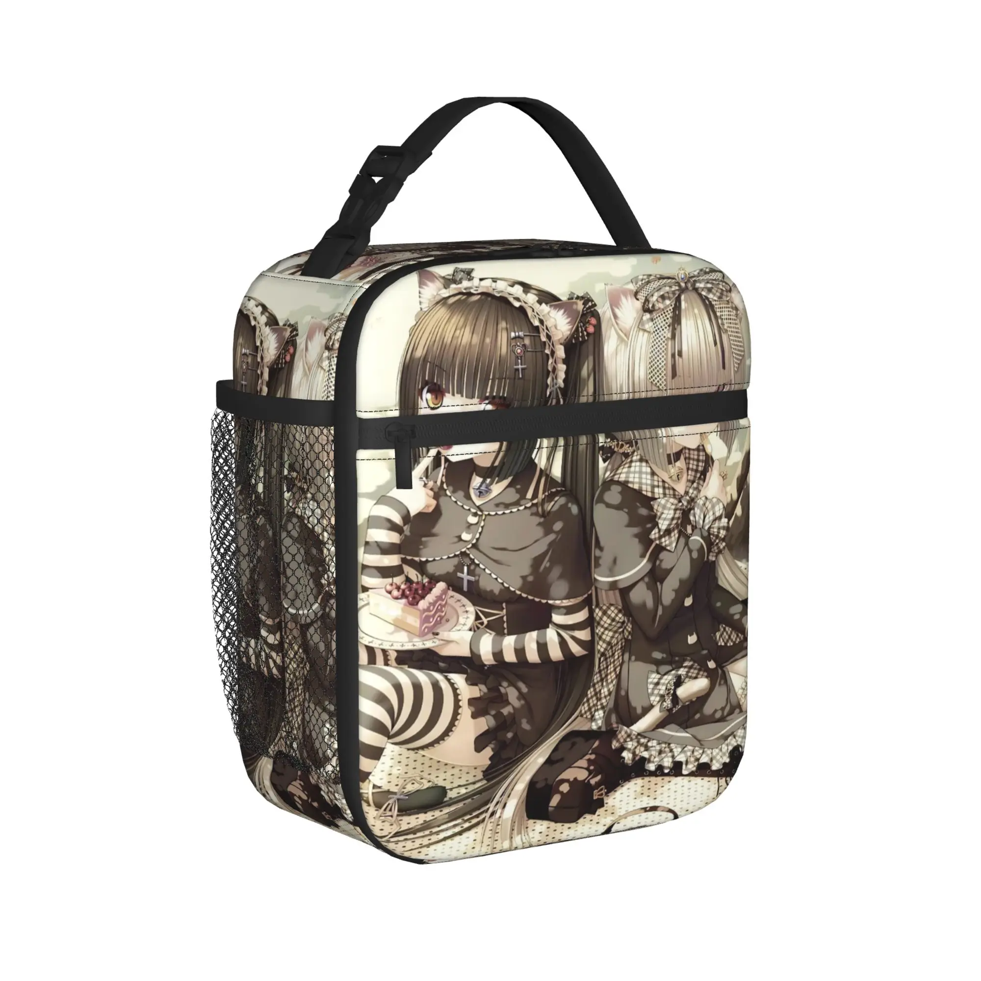 Twin Cat Girls Insulated Lunch Bags for Men Women  Food Container Portable Cooler Thermal Bento Box For Travel
