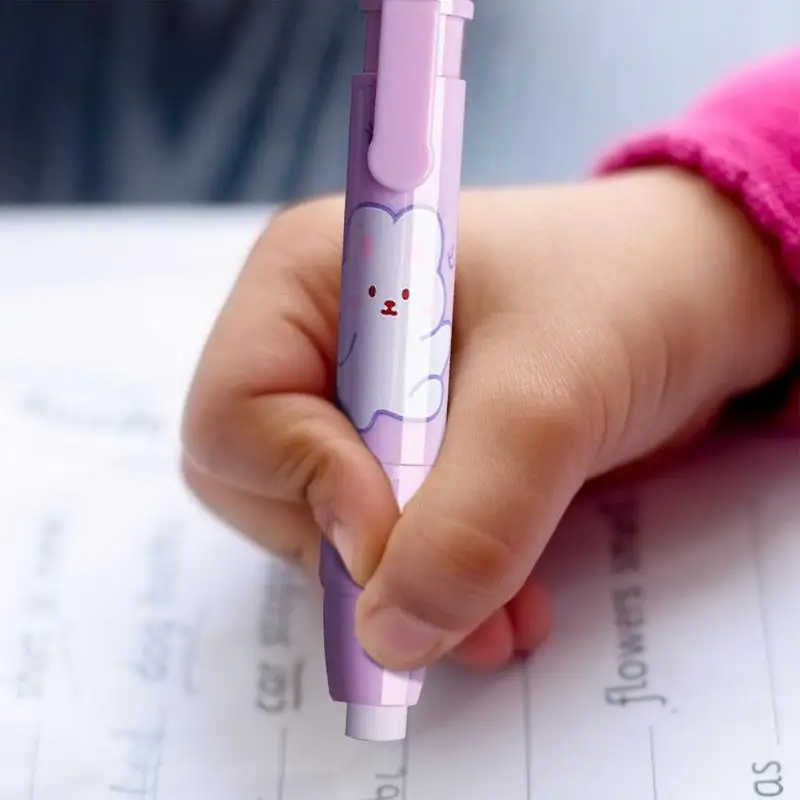 Borrador retráctil bonito de dibujos animados para escritura de lápiz, borrado fácil de sostener y operar con regalo escolar de precisión para
