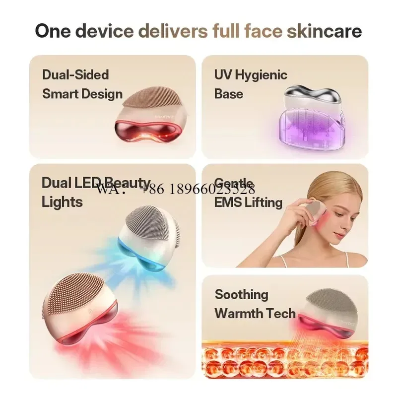 WMWMNU 2026 New Arrival Multifunctional Nano Care Device for EMS Contour Lifting Sonic Face Cleansing with Red Blue LED