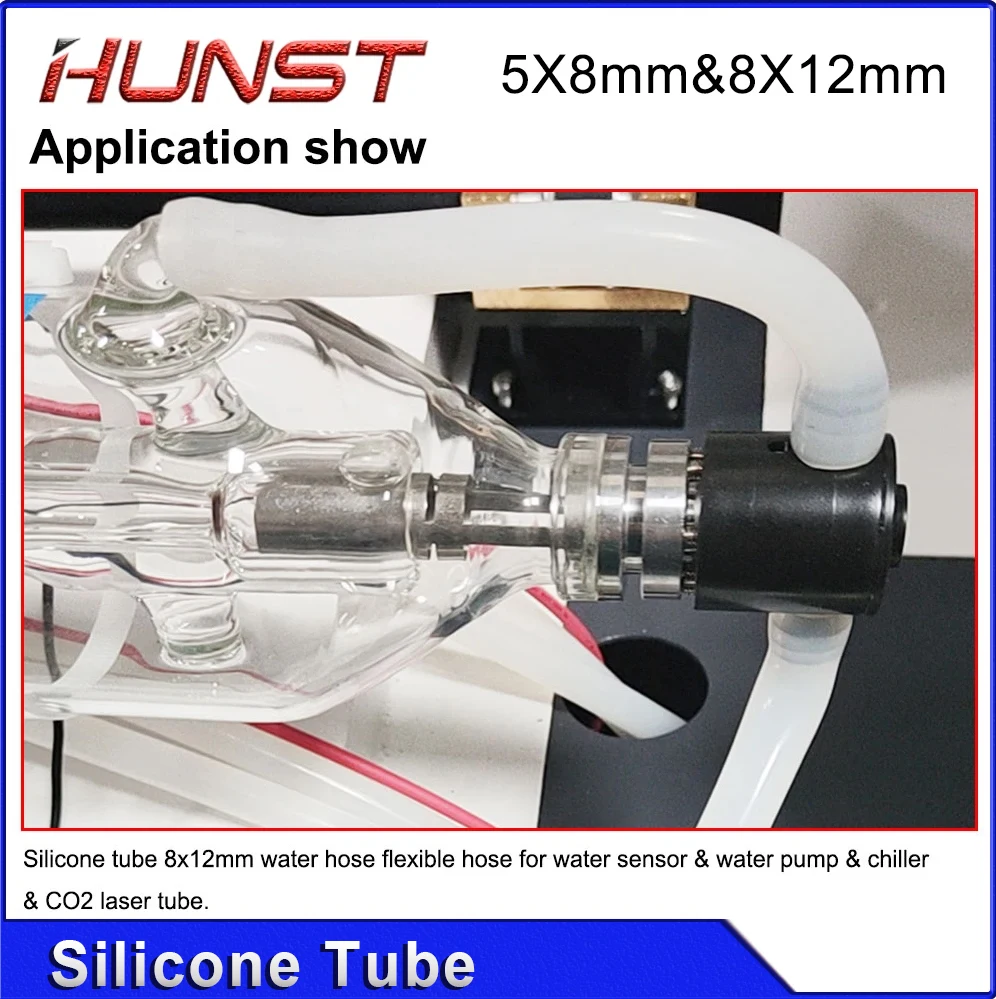 HUNST Silicone Tube 5x8mm 8x12mm Water Pipe Flexible Hose For Water Sensor & Water Pump & Water Chiller & CO2 Laser Tube.