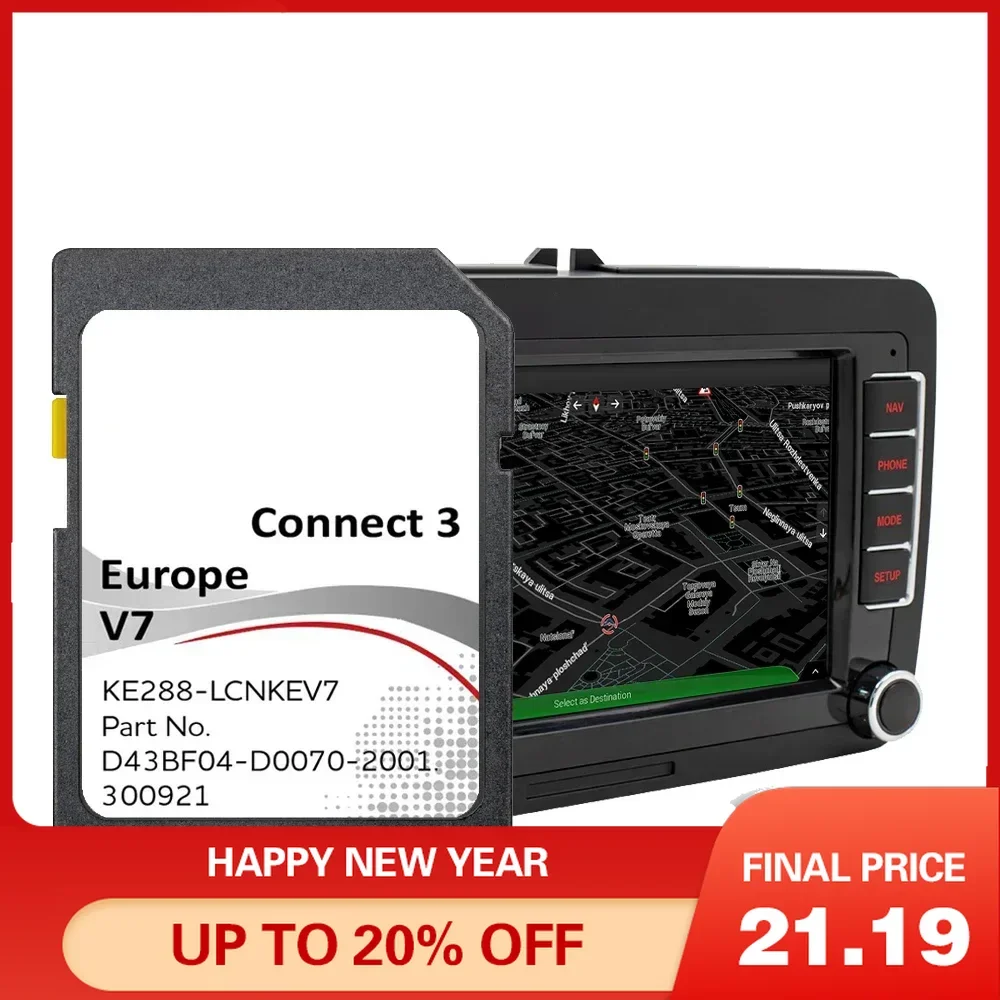 Connect3 V7 Navigation Sat NAV 16GB for Nissan Juke 2014 2016 2017 SD Card Cover Europe Spain Finland