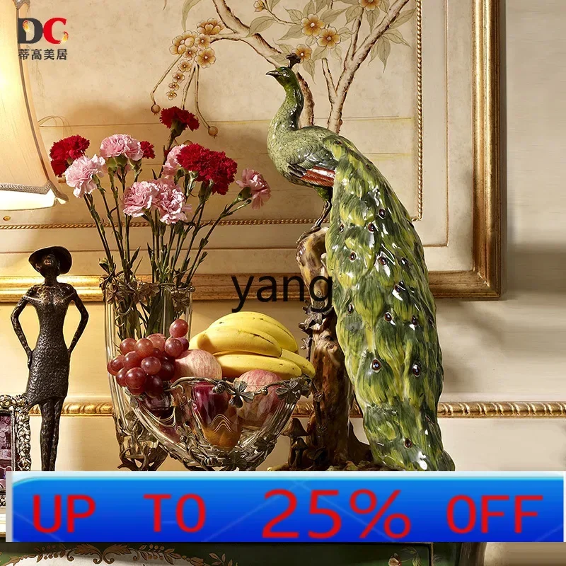 LH peacock ceramic copper European hand-painted home gifts handicrafts living room entrance ornament