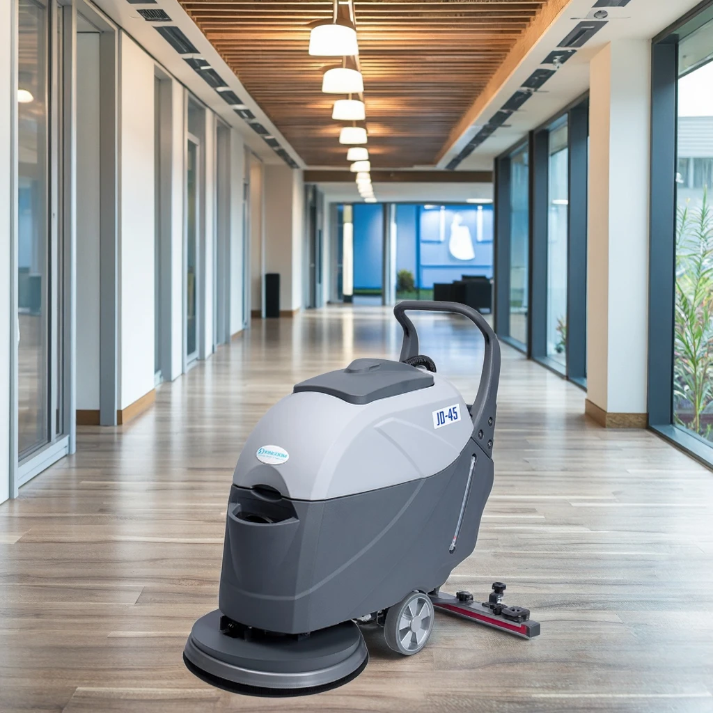 Micro Compact Floor Scrubber Hand Push Battery For Public Place Use Used Condition Core Including Brush Engine