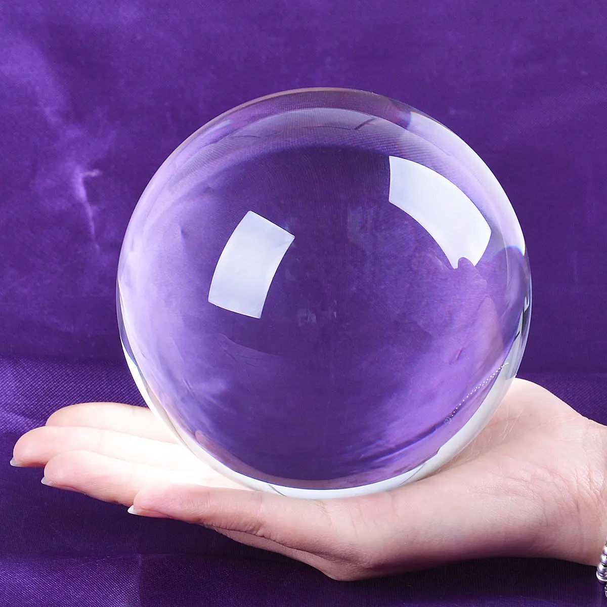 LONGWIN 120MM Clear Crystal Ball Meditation Glass Sphere Photo Prop Free Stand For Divination Healing Photography Decor Magic