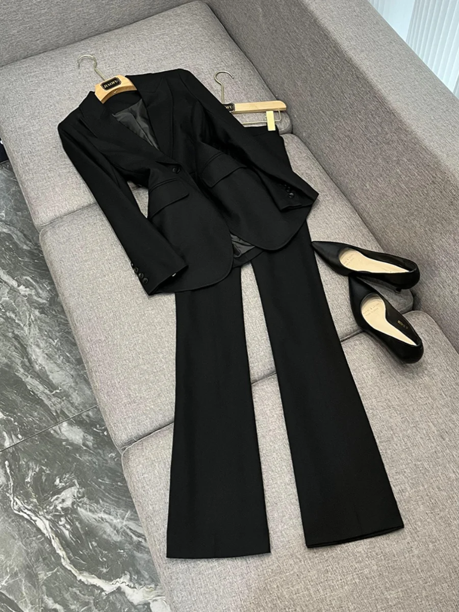 

Новый продвинутый зимний костюм Bla Jaet с брюками-колокольчиками, модная рабочая одежда для поездок на работу, дизайн на одной пуговице B20437