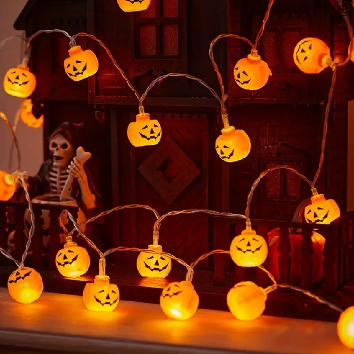 1pc 10/20 LED Halloween Mini Pumpkin String Lights Battery Powered Gifts Decorative Lamp For Home Bedroom Halloween Party Decor