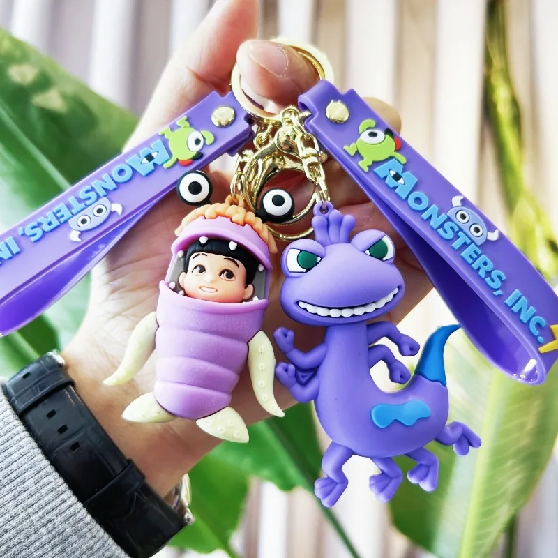 New creative cartoon monster power company keychain shaggy monster monocle chameleon key chain men and women pendant