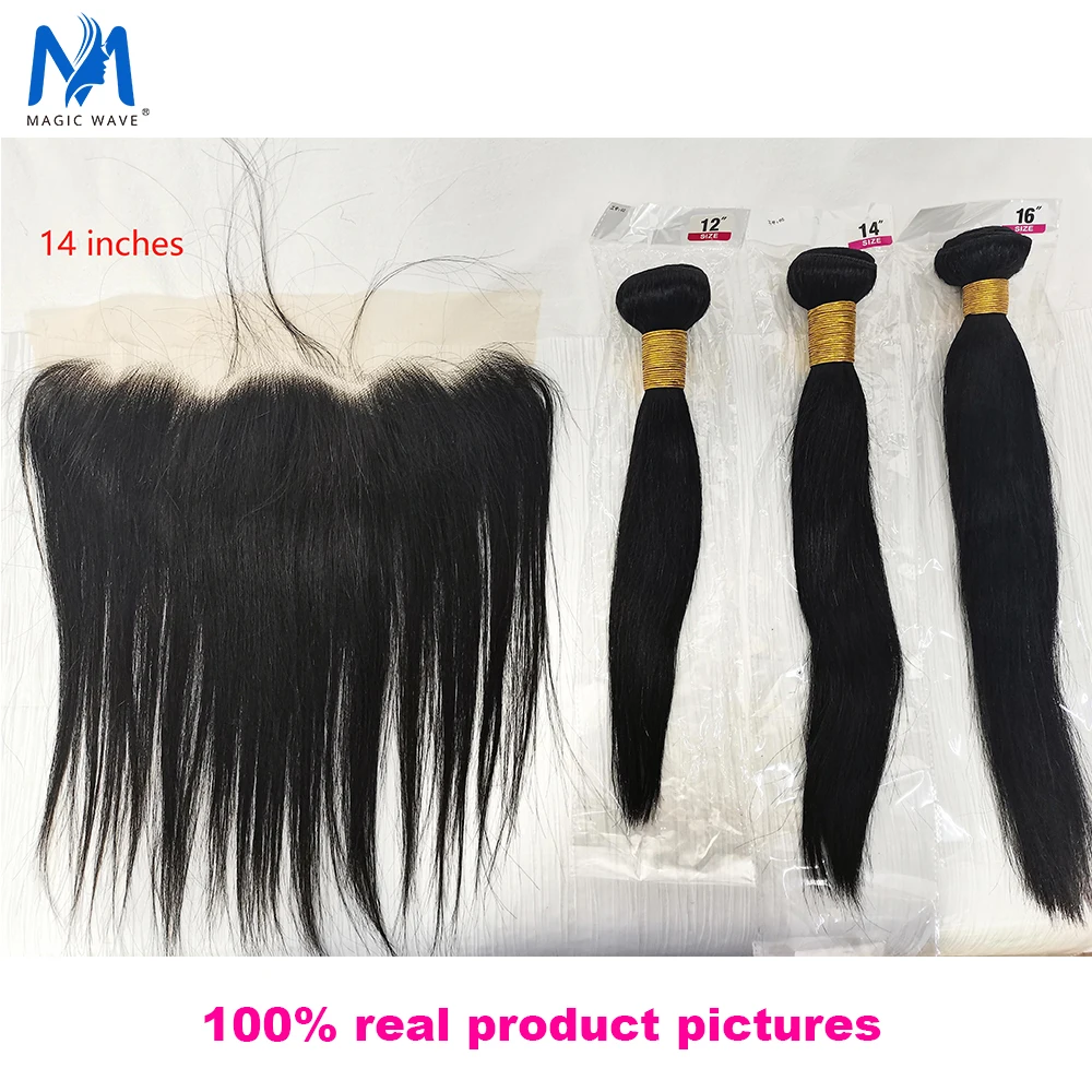 Magic Wave 30 32 34 40 Inch Straight Brazilian Hair Weave Bundles With Frontal Human Hair Bundles With Closure Remy Hair Extensi