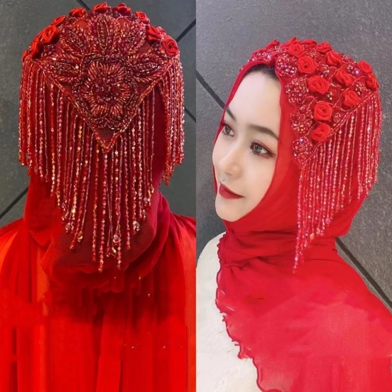 Hijab musulmán para mujer, pañuelo de gasa con borlas de lujo, oración de Malasia, Kufi, Islam, Arabia Saudita, moda, envío gratuito