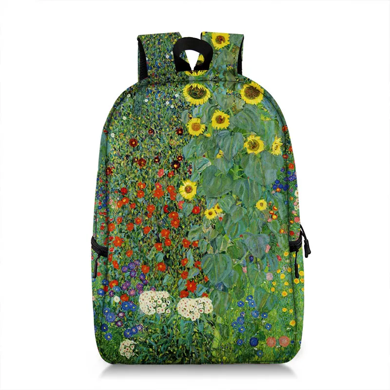 Famous Oil Painting Tears Kiss By Gustav Klimt Backpack Women Rucksack Canvas Travel Bag Students School Bags Laptop Book Bag