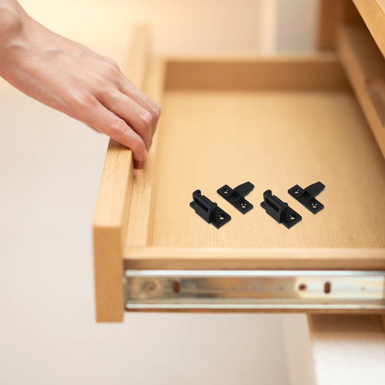 

10 set Sliding Rail Clamp Hardware Fittings Drawer Stoppers For Dresser Cabinet Wardrobe Plastic Drawer Guides Track Replacement