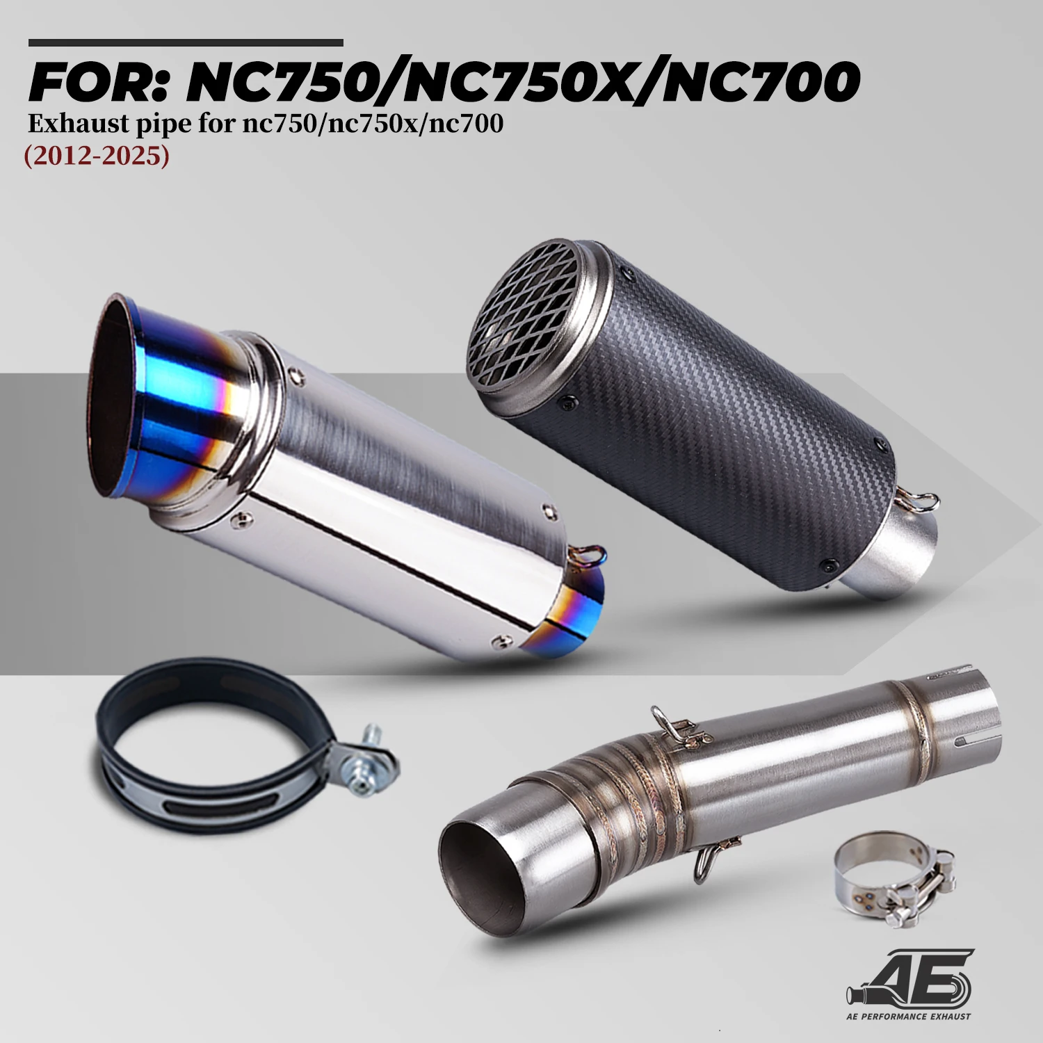 

For NC750X NC750 NC750S NC700 NC700S NC700X Motorcycle Exhaust Muffler Slip On Mid Link Pipe Escape 51mm Stainless Steel