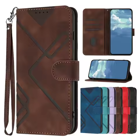 Geometric Pattern Wallet Flip Leather Case For Samsung Galaxy A12 A22 A32 A42 A52 4G A52s A72 5G Cover Magnetic Phone Matte Case