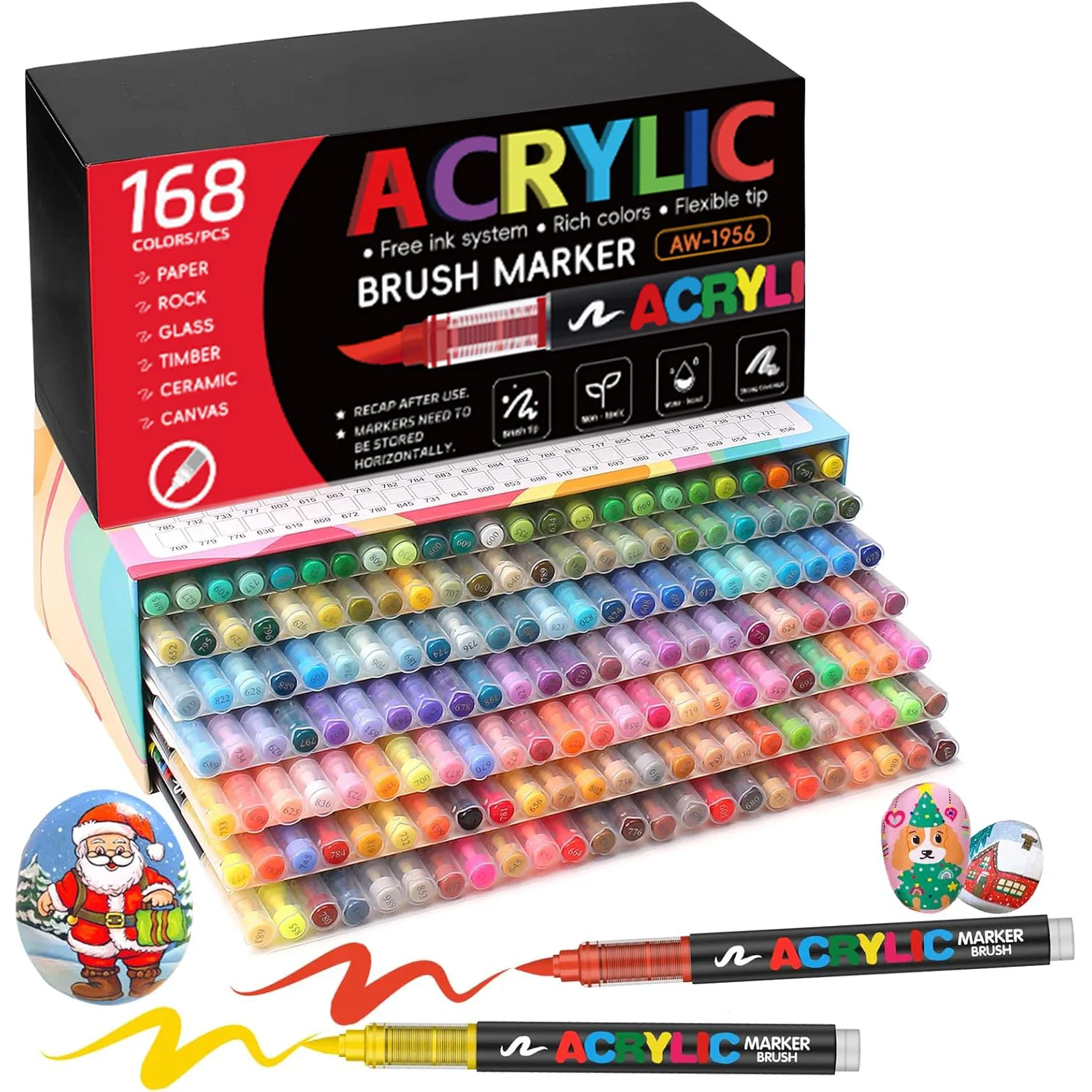 

168 Color Acrylic Marker Set Soft Tip Liquid Art Markers Stackable Straight Color Pen for Artists
