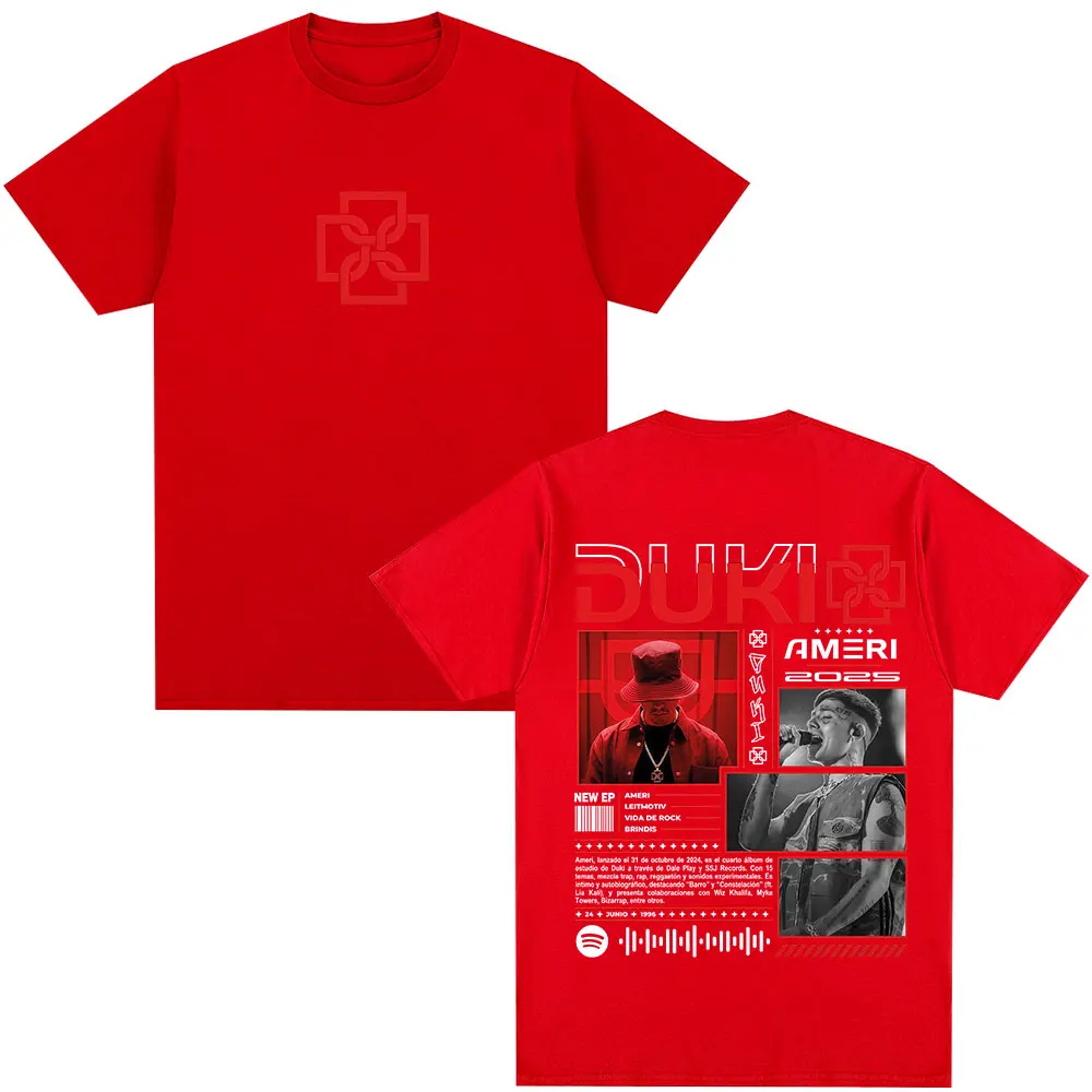 مغني الراب دوكي أميري جولة حول العالم 2025 ميرش تي شيرت الرجال النساء موضة الهيب هوب تي شيرت تقليدي القطن عادية كم قصير تي شيرت #3