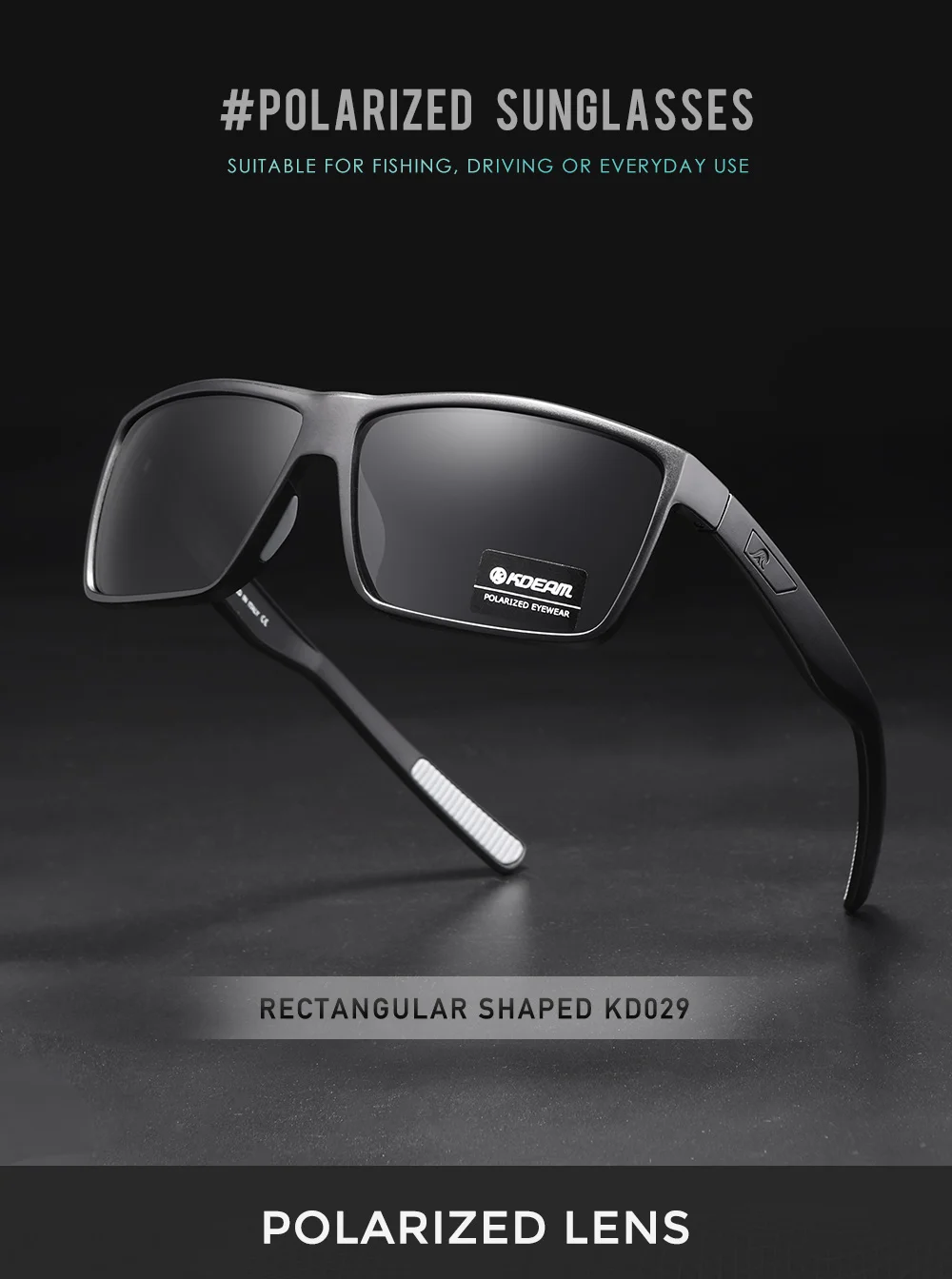 KDEAM Scratch Widerstand Sonnenbrille Männer Polarisierte 100% UV Schutz Sonnenbrille Integral Frühling Scharniere Und Gebogene Tempel KD029 – Detail 1