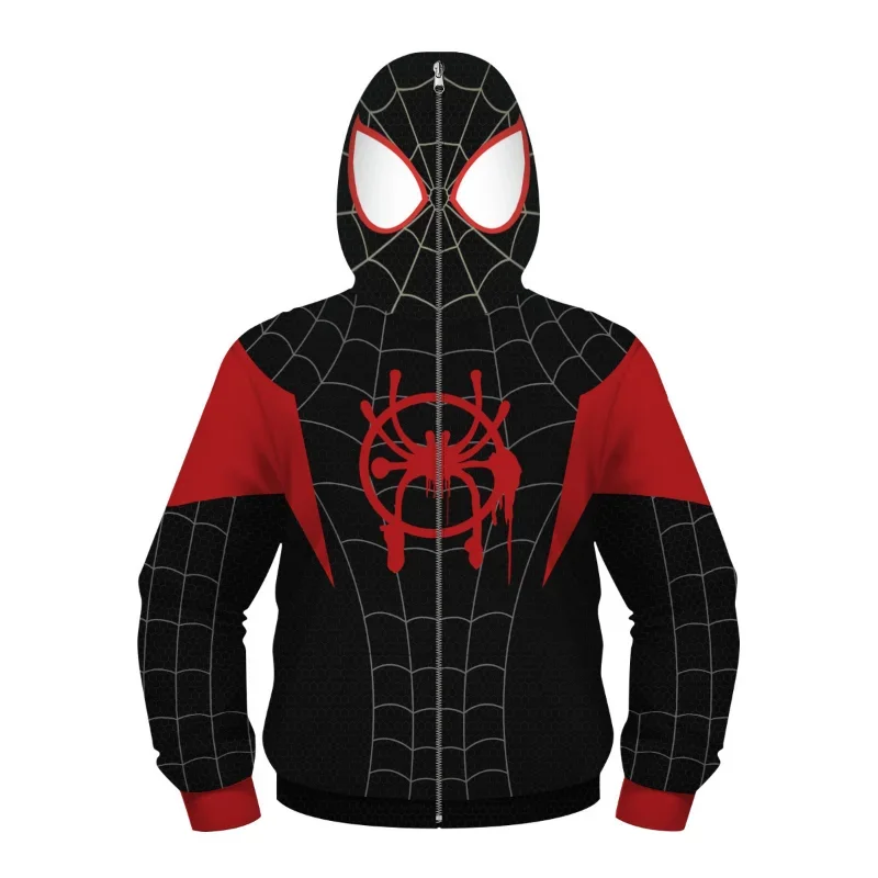 Hot Sale Boys Zipper Face Hoodies Sweatshirt Children Spider Iron Hero Printing Jackets Baby Boy Spring Autumn Coats 2-15 Years