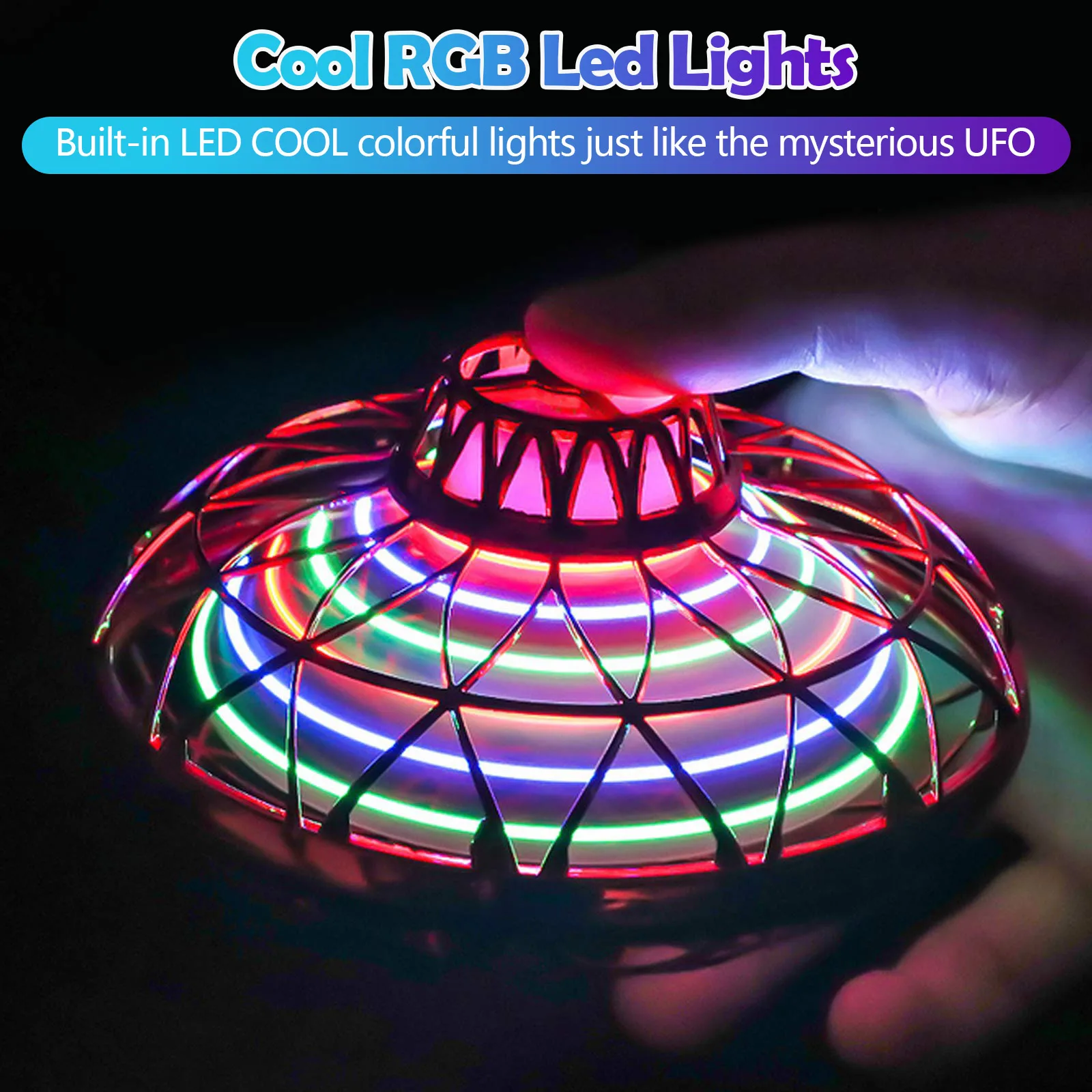 Rotation Flying Spinner Hand Control Mini Drone LED UFO Helicopter Flying Boomerang Toy Christmas Gifts for Kids Children Child