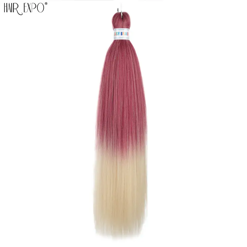 26Inch Easy Braids Hair Synthetic Colourful Pre Stretched Braiding Hair Extensions Jumbo Braids Ombre Yaki Long Straight Hair - Image 28