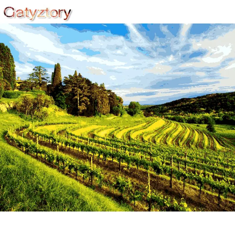 

GATYZTORY Picture By Numbers Tea Garden Scenery Acrylic Drawing Canvas Wall Art Oil Painting By Number DIY Home Decoration Gift