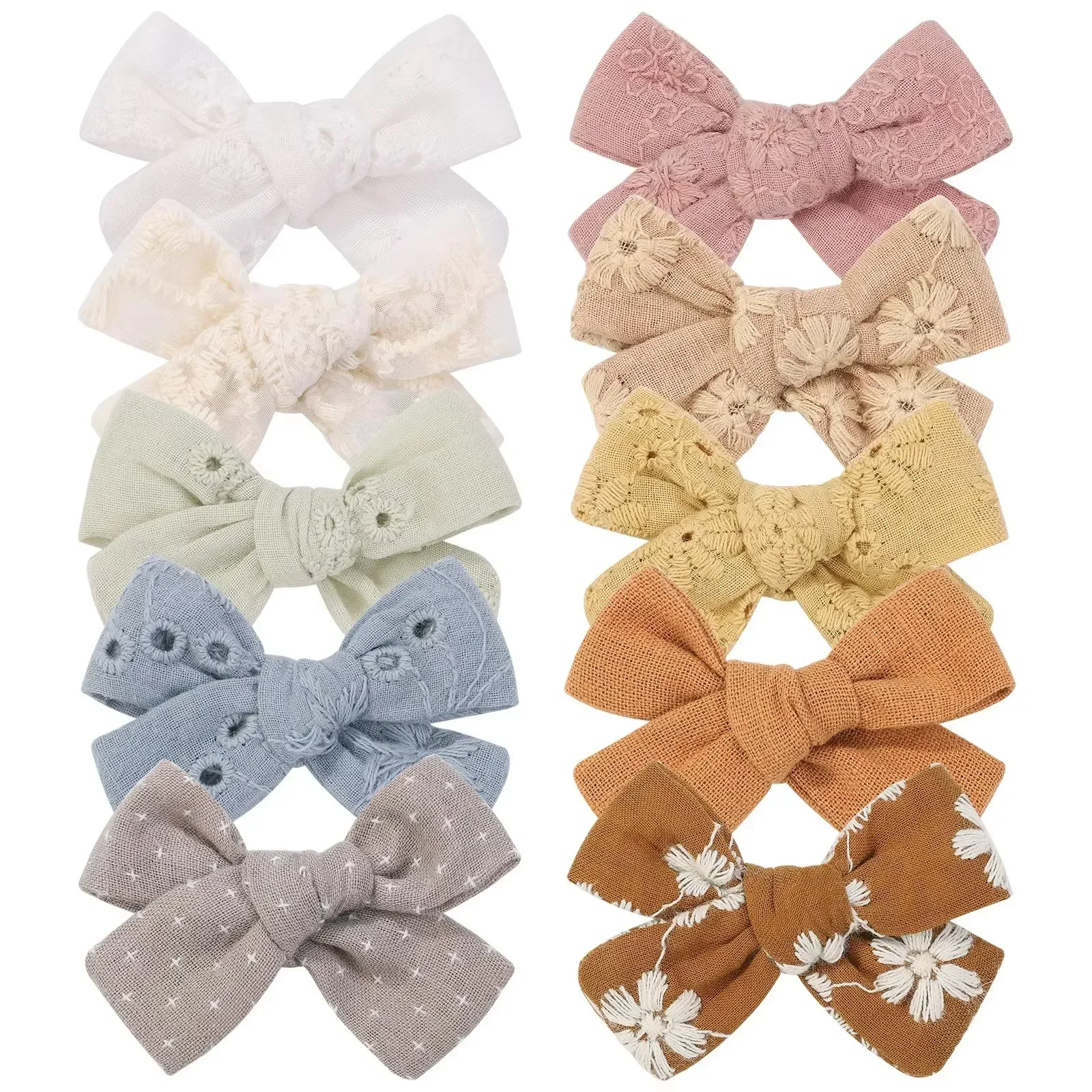 10 sztuk 3.34 ''spinka do włosów piękne miękkie bawełniane drukowane kokardy do włosów dla dziewczynek śliczne Bowknot Hairgripe nakrycia głowy dziecięce akcesoria do włosów