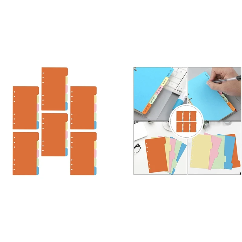 30Pcs 6 Ring Binder Dividers With 4 Tabs Paper Divider Category Page Indexing Cards Loose Leaf Binders