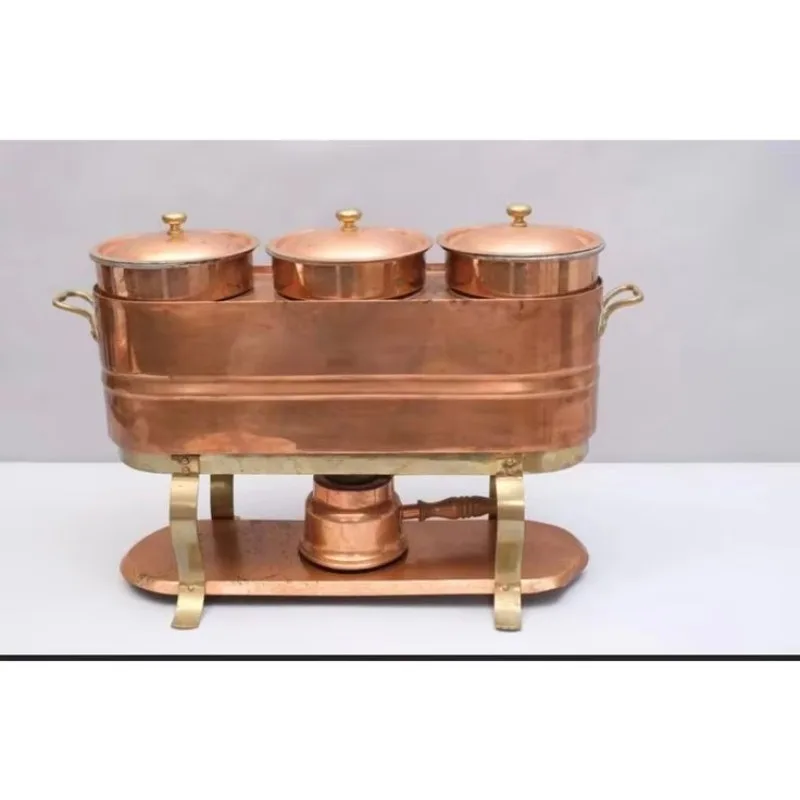 

For food heaters and service trays, with beautifully crafted lids and retro-style stands