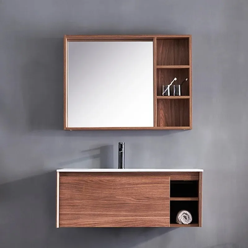 

Французский стандарт, простой многослойный шкаф для ванной комнаты, столешница из искусственного камня, большое хранилище с зеркальным шкафом