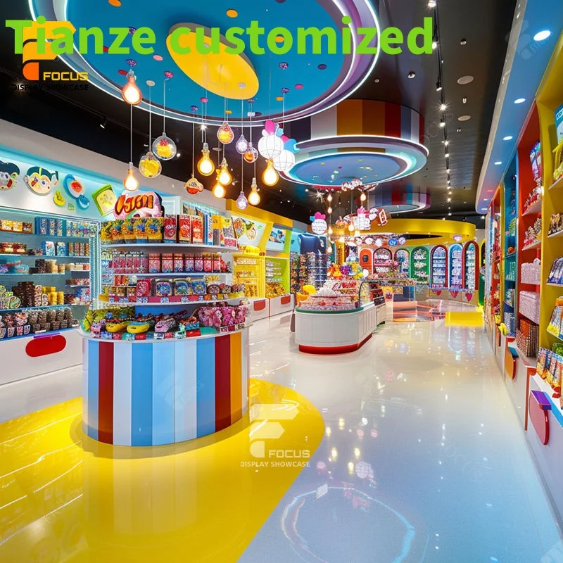 

Customized-Custom Candy Modern Counter Display Sweet Shop 3D Design Chocolate Display Metal Retail