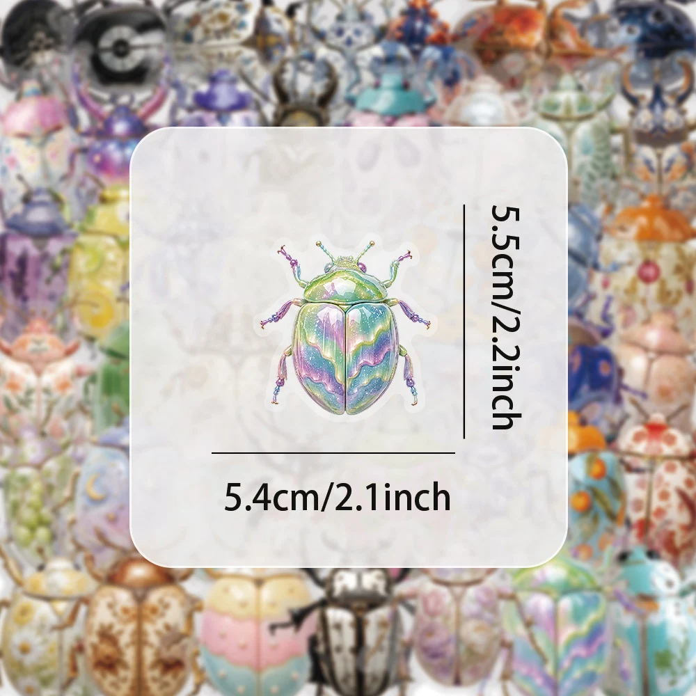 10/30/50pcs Colorful Beetle Insect Cartoon Stickers Transparent Waterproof Decals DIY Luggage Notebook Phone Sticker Decoration