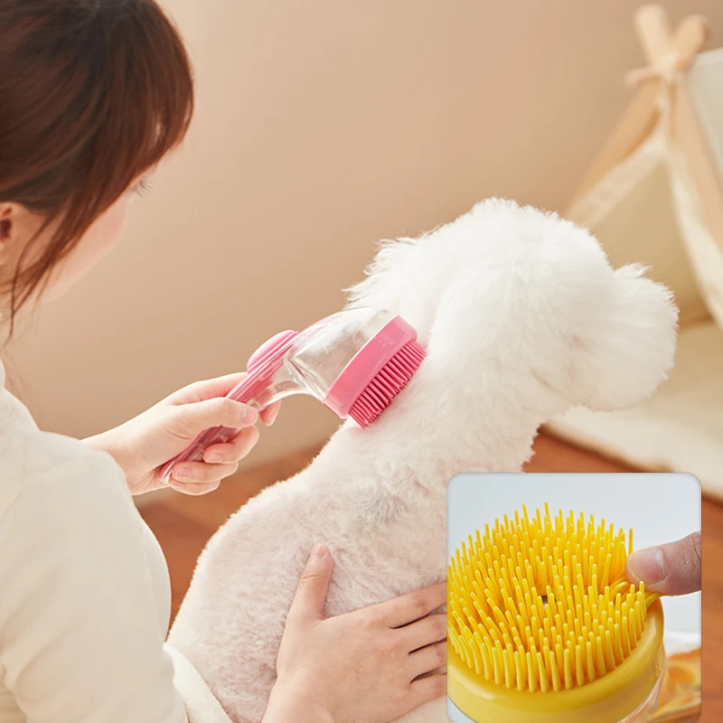 Comb for Dogs Bath Brush Dog Grooming Equipment Handle Press Massage Silicone Extended Pet Supplies Pets Cats Articles Products