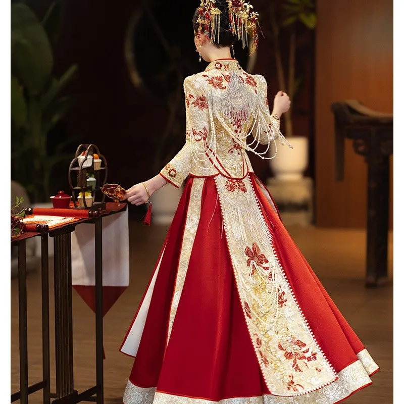 Guofeng Heavy Industry toasts mariages et cérémonies de mariage - Robes dragon phénix de style chinois