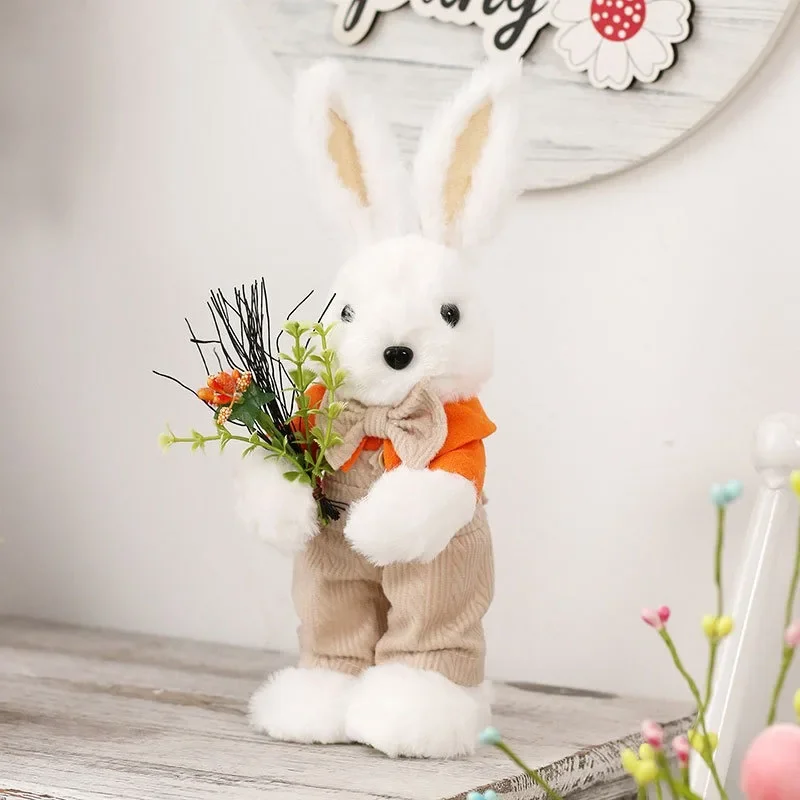 Easter Plush Rabbit Decorations Cute Easter Bunny Figurine Ornament Home Table Wedding Indoor Living Room Luxury Home Decor Gift