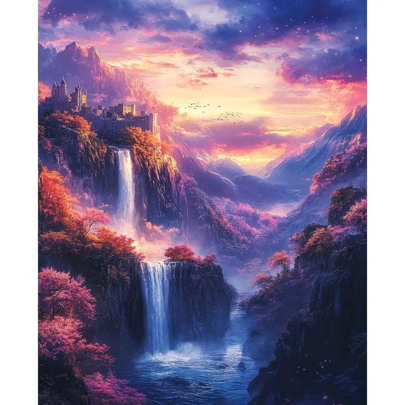 

PhotoCustom Painting By Number Mountain Waterfalls For Adults On Canvas Landscape Pictures By Number Home Decoration Diy Gift