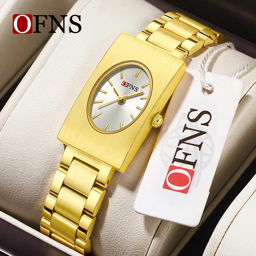 Modieus OFNS Nieuw 1547 dames quartzhorloge Rechthoekig waterdicht Luxe lichtgewicht luxe high-end dames quartzhorloge