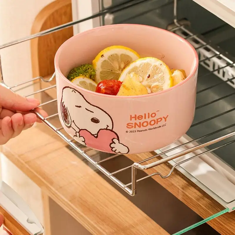 Miska Snoopy Trzyczęściowy Zestaw Crisper Box Dziecko Kreskówka Snoopy Ceramika Świeża Miska z Pokrywką Garnitur Dziewczynka Zastawa Stołowa Lunch