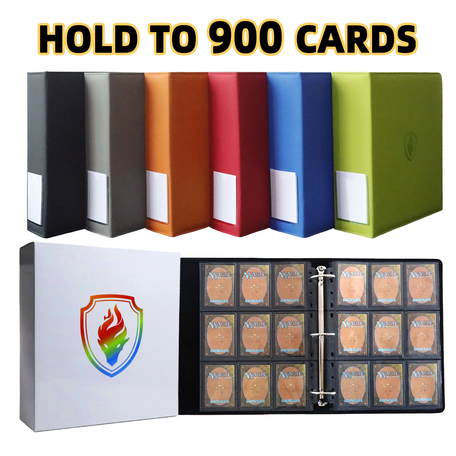 

Папка для торговых карточек без молнии с 9 карманами, 3 кольца, 900 карт, альбом с 50 двусторонними страницами для спортивных и стандартных TCG-карт