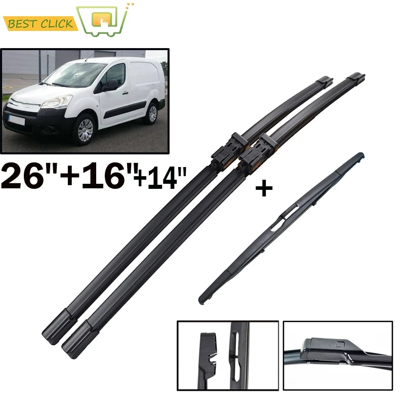 Misima Windshield Wiper Blades For Citroen Berlingo B9 2009 2010 2011 2012 2013 2014 2015 Front Rear Wiper For Peugeot Partner 2