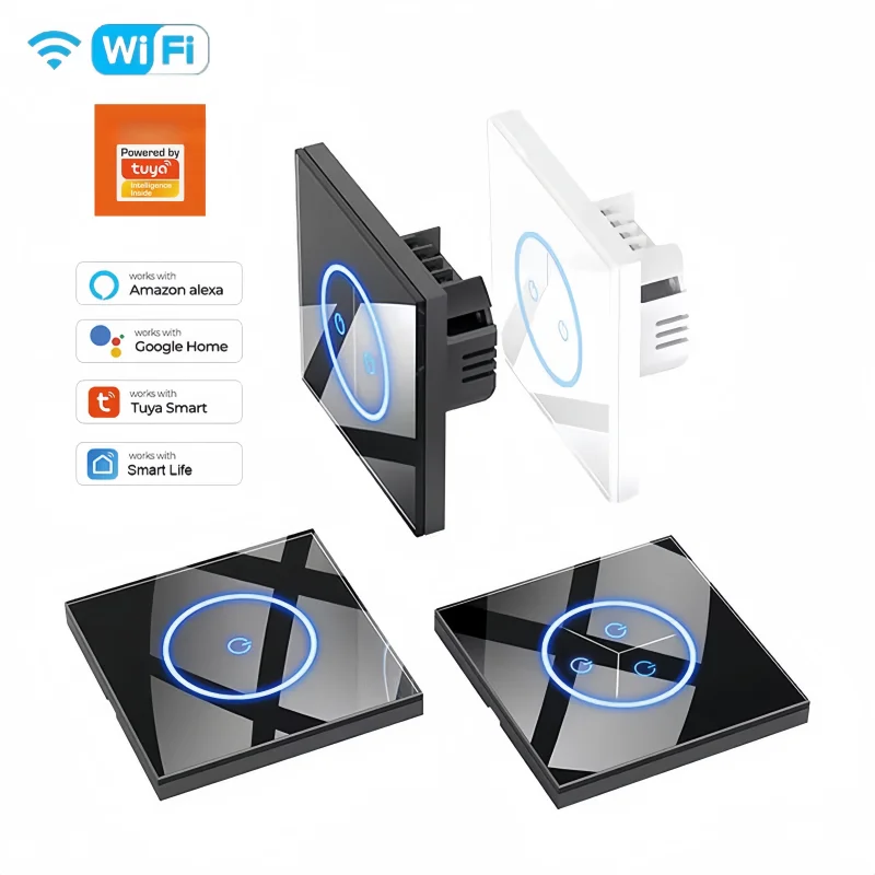 

Tuya Smart Life Wi Fi Smart Switches Wall Switch Crystal Glass Panel Works With Smart Life Alexa Google Home