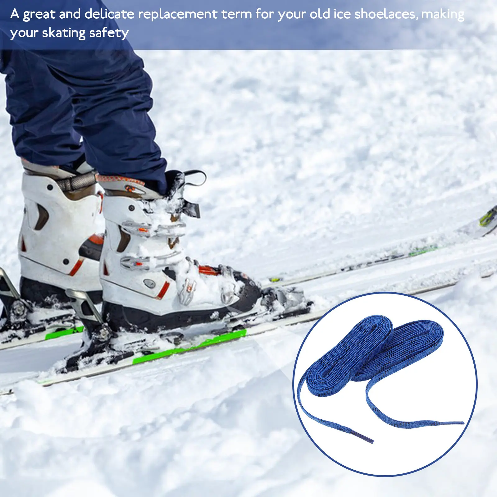1Pair Premium Waxed Hockey Shoelaces Multi-Function Flat Skates Laces for Ice Hockey Roller Skating Figure Skating Skiing Sports